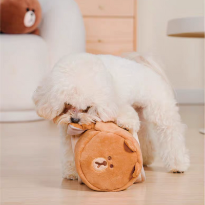 Line Friends Nose Work Brown Cake Plush Dog Toy