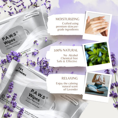 For Furry Friends Pet’s Activated Water Sanitizer (P.A.W.S) 60 Wipes - Lavender - Grooming - For Furry Friends - Shop The Paw