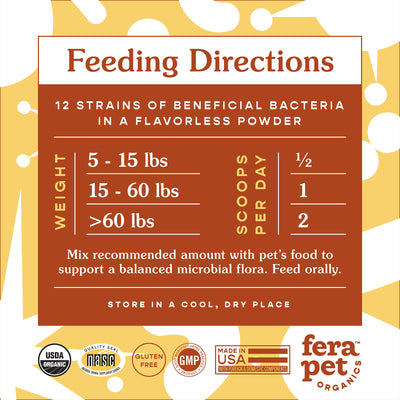 Fera Pet Organics Probiotics + Prebiotics For Cats & Dogs (60 servings) | Supplement | Fera Pet Organics - Shop The Paws